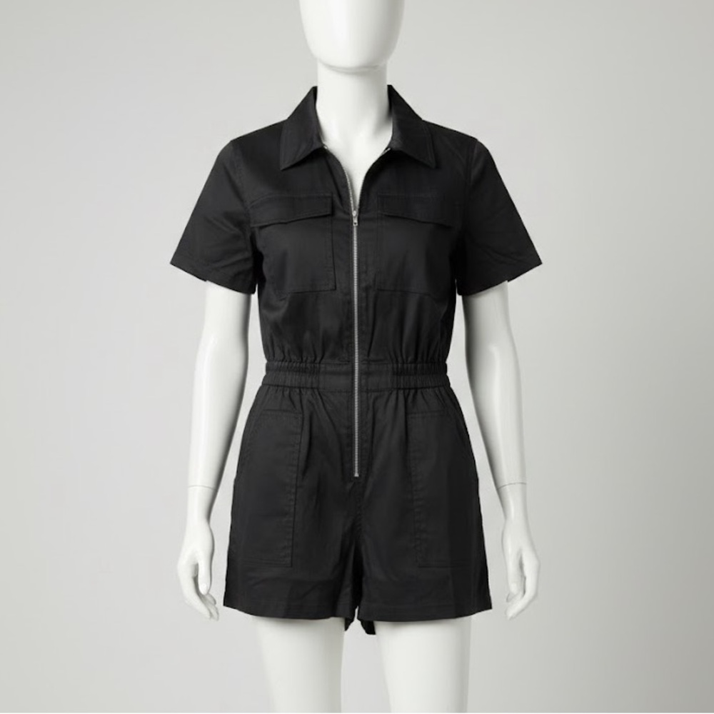 Elan Black Zip-Up Romper, Size Small, NWT
